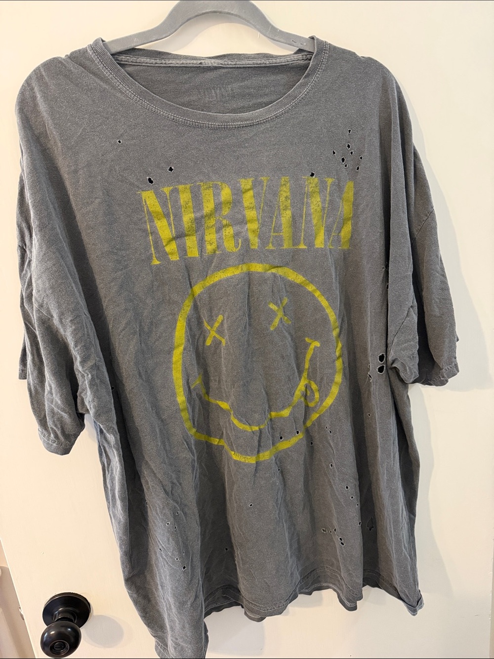 NIRVANA Short Sleeve Tee in Faded Gray with Yellow Logo